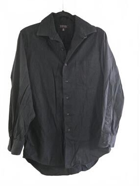 Bergamo New York Men's Black Button-Up Dress Shirt Medium